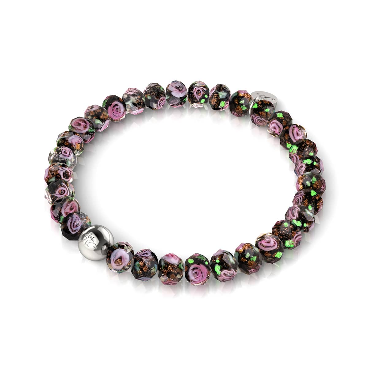 Schwarze Dahlie | Firefly Glas Diamanten Armband