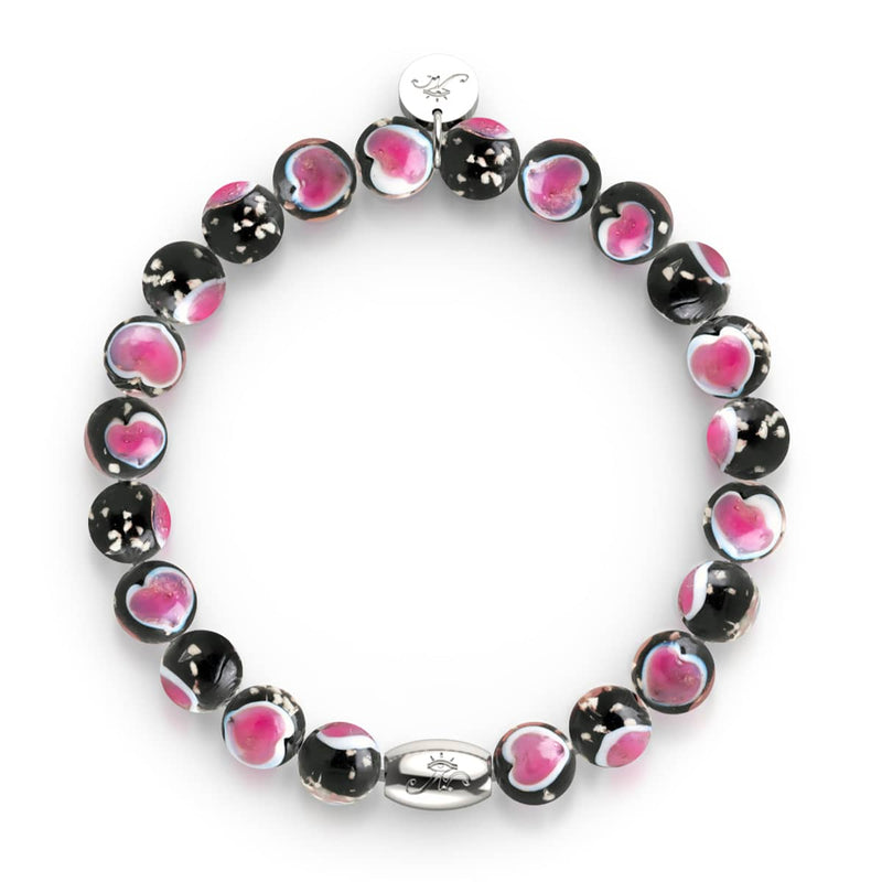 Schwarz x Pink | 925 Sterling Silber | Firefly Glas Liebesarmband