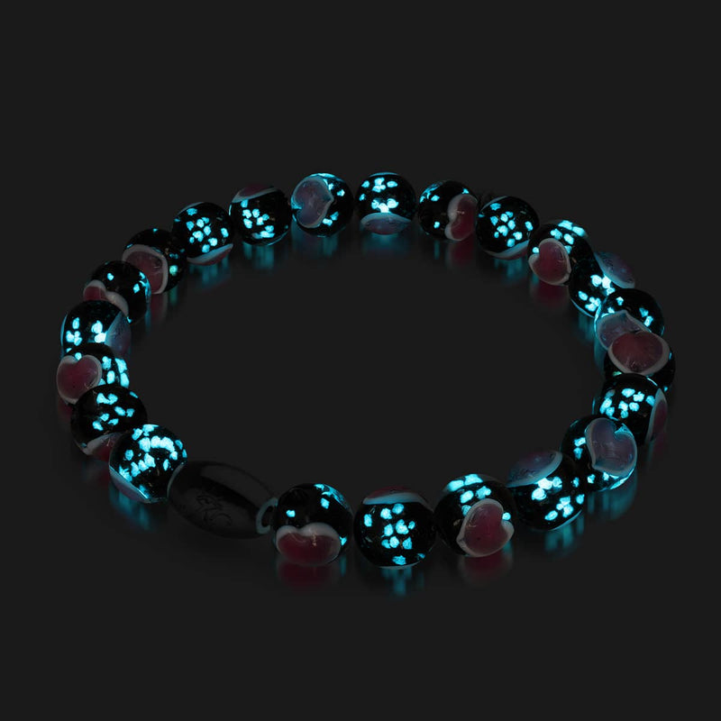 Schwarz x Pink | 925 Sterling Silber | Firefly Glas Liebesarmband