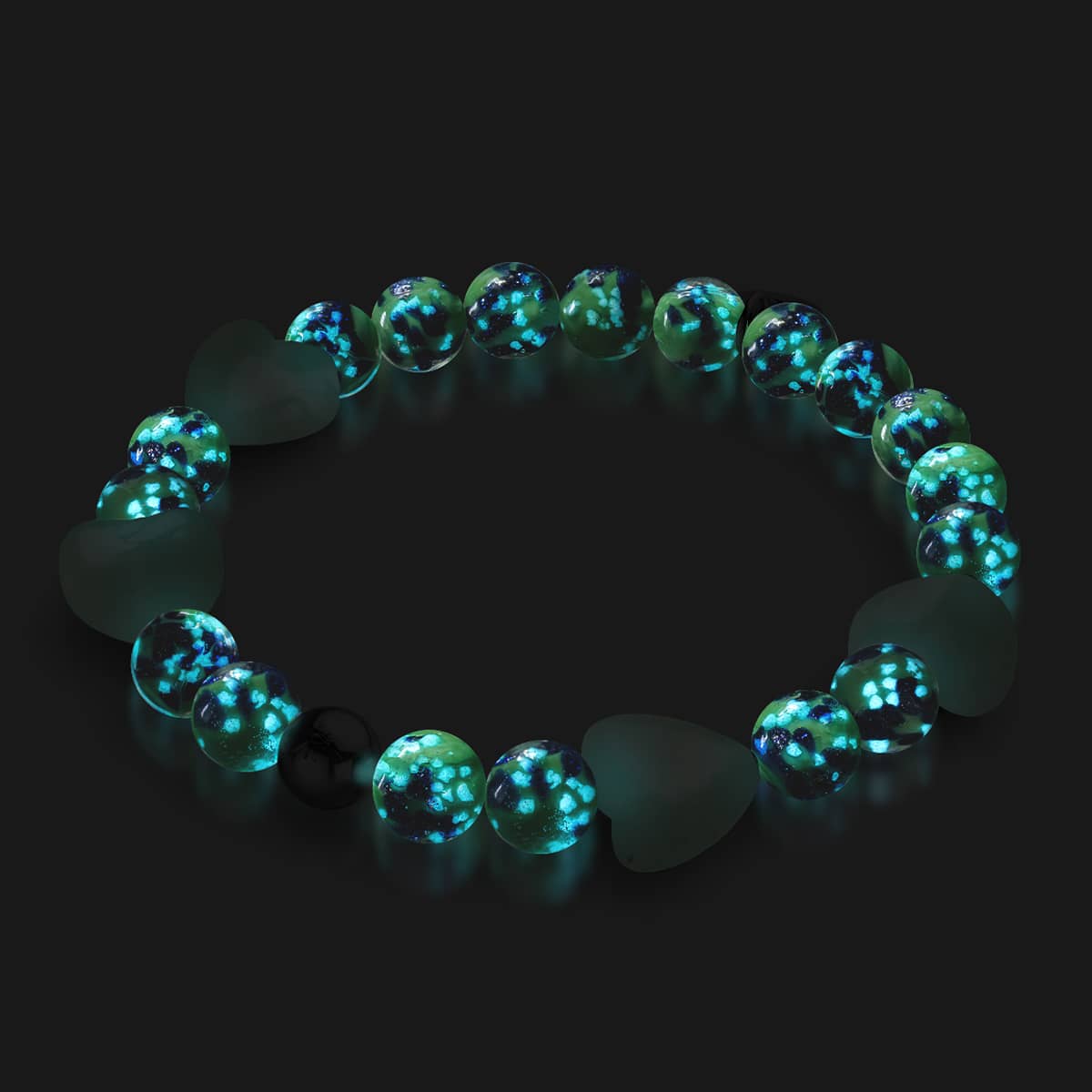 Blaue Minze | Firefly Glass x Murano Glas Herzen Armband