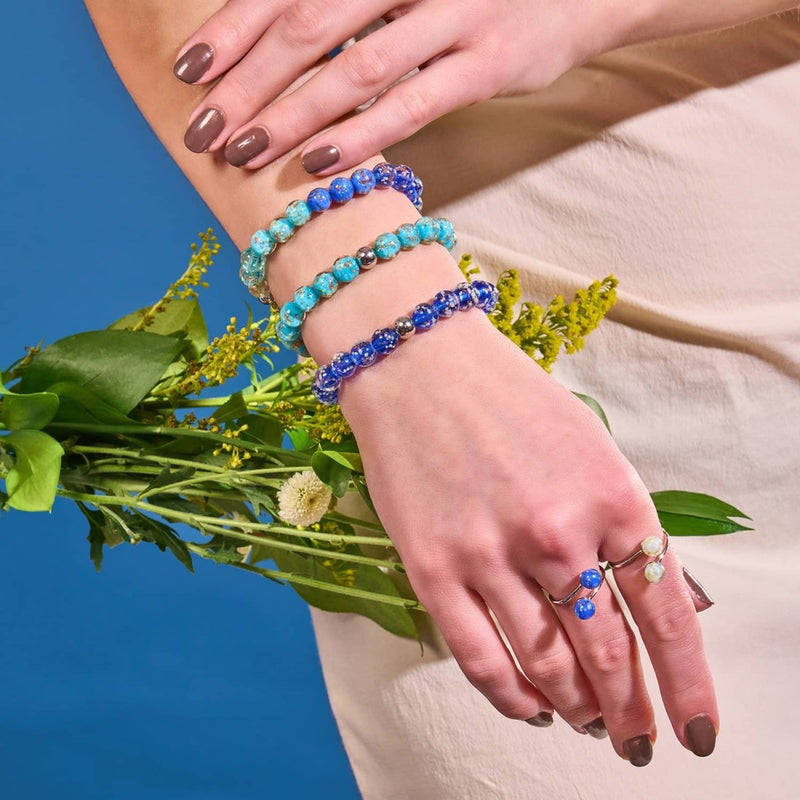 Blaues Ombre | 925 Sterling Silber | Glühwürmchen-Glasarmband