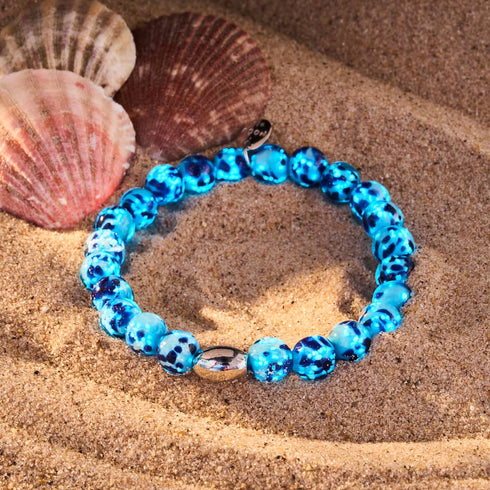 Blaue Gischt | 925 Sterling Silber | Glühwürmchen-Glasarmband