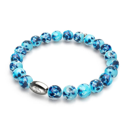 Blaue Gischt | 925 Sterling Silber | Glühwürmchen-Glasarmband