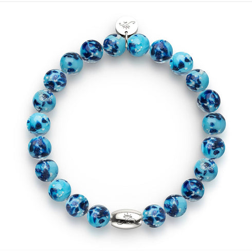 Blaue Gischt | 925 Sterling Silber | Glühwürmchen-Glasarmband