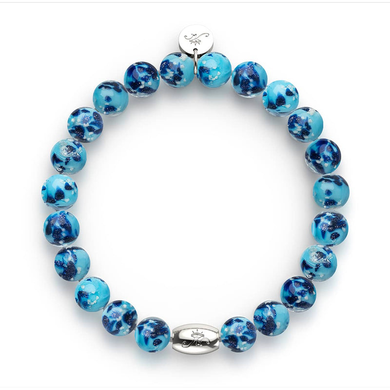 Blaue Gischt | 925 Sterling Silber | Glühwürmchen-Glasarmband
