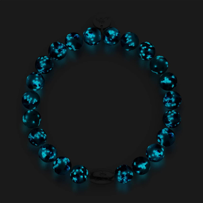 Blaue Gischt | 925 Sterling Silber | Glühwürmchen-Glasarmband