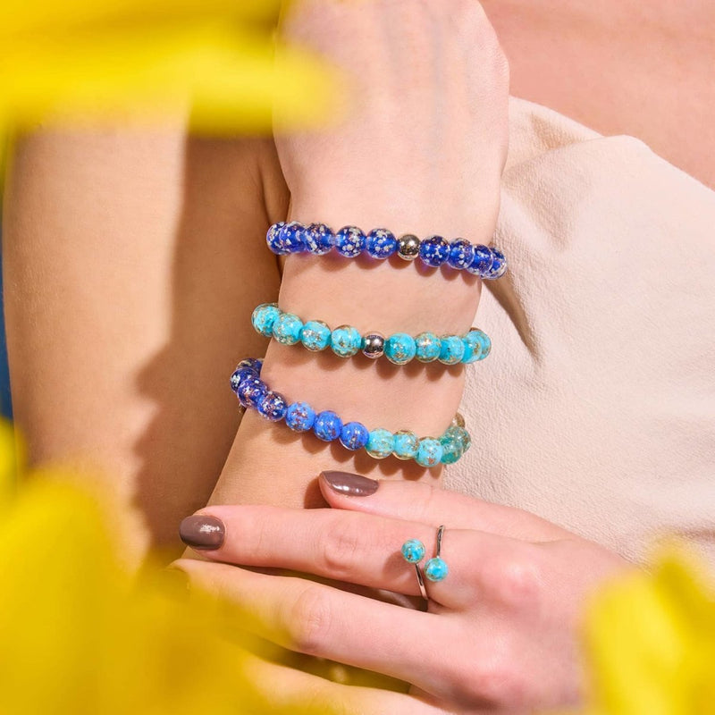 Himmelblau | 925er Sterlingsilber | Glühwürmchen-Glasarmband