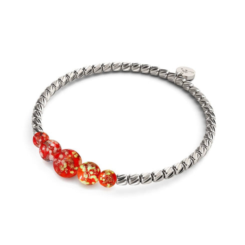 Purpurrot | Silber | Firefly Glas Kaskadenarmband