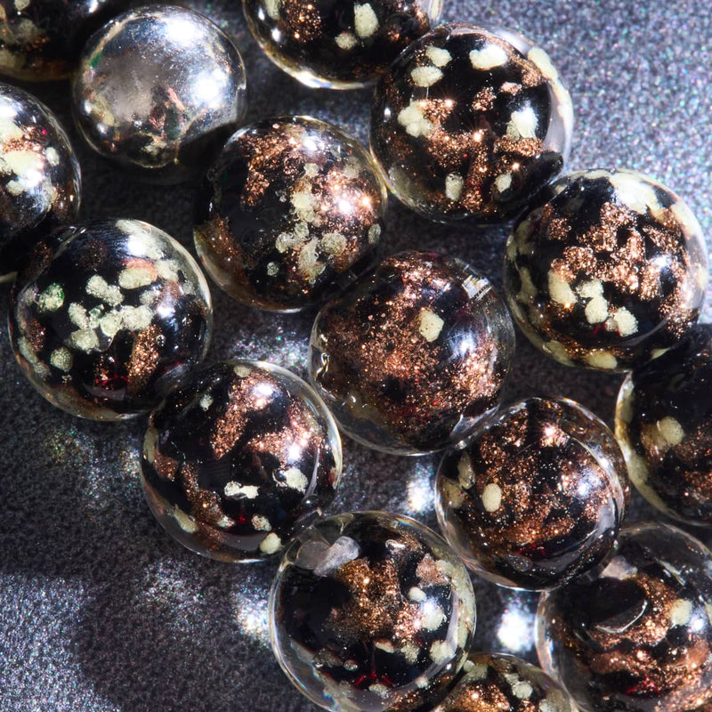 Obsidian | Silber | Glühwürmchen-Glas-Makramee-Armband