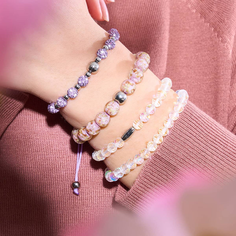 Immergrün | Silber | Glühwürmchen-Glas-Makramee-Armband