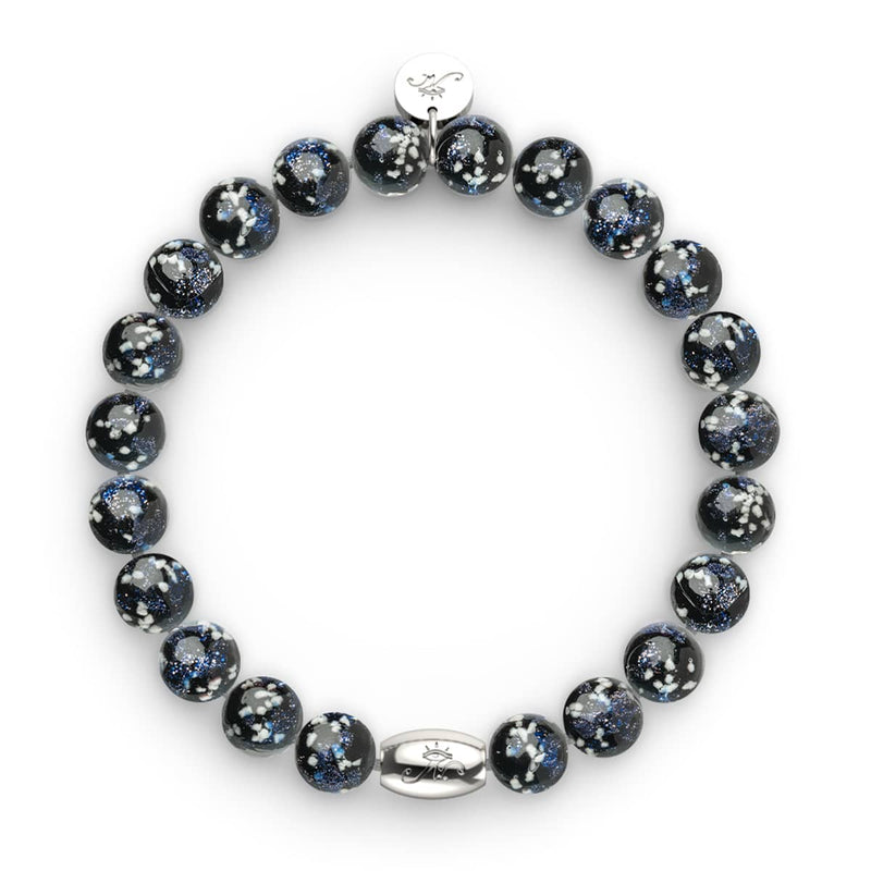 Pechschwarz | 925 Sterling Silber | Glühwürmchen-Glasarmband