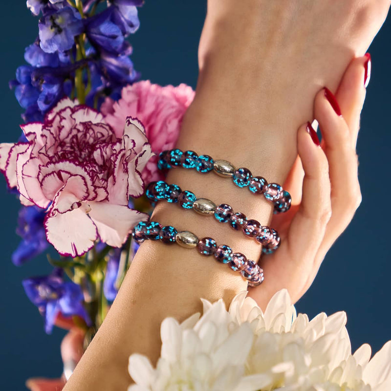 Lila Elixier | 925er Sterlingsilber | Glühwürmchen-Glasarmband