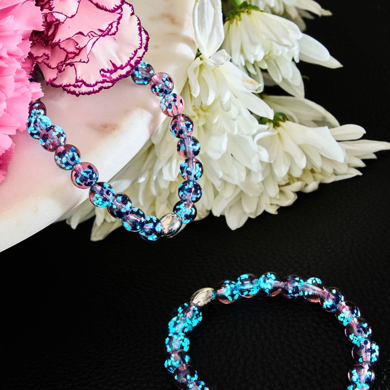 Lila Elixier | 925er Sterlingsilber | Glühwürmchen-Glasarmband