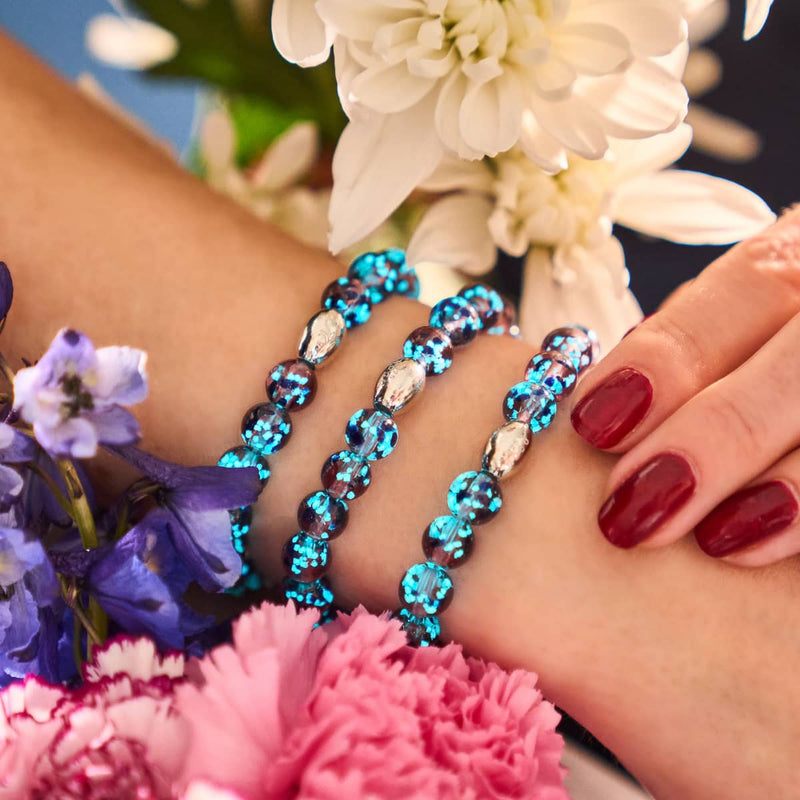 Lila Elixier | 925er Sterlingsilber | Glühwürmchen-Glasarmband