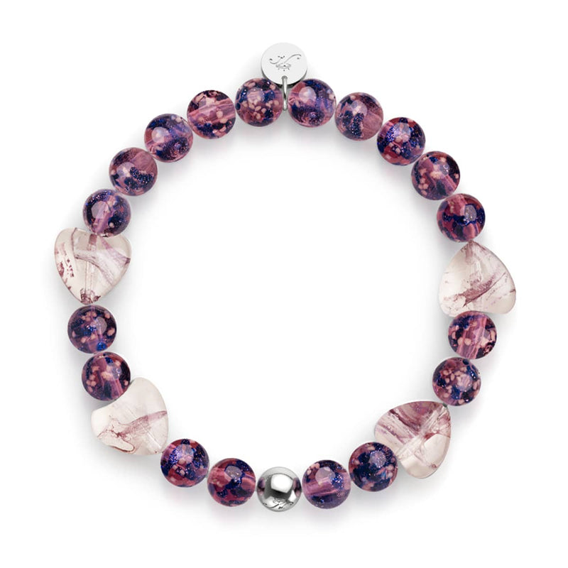 Lila Elixier | Firefly Glass x Murano Glas Herzen Armband