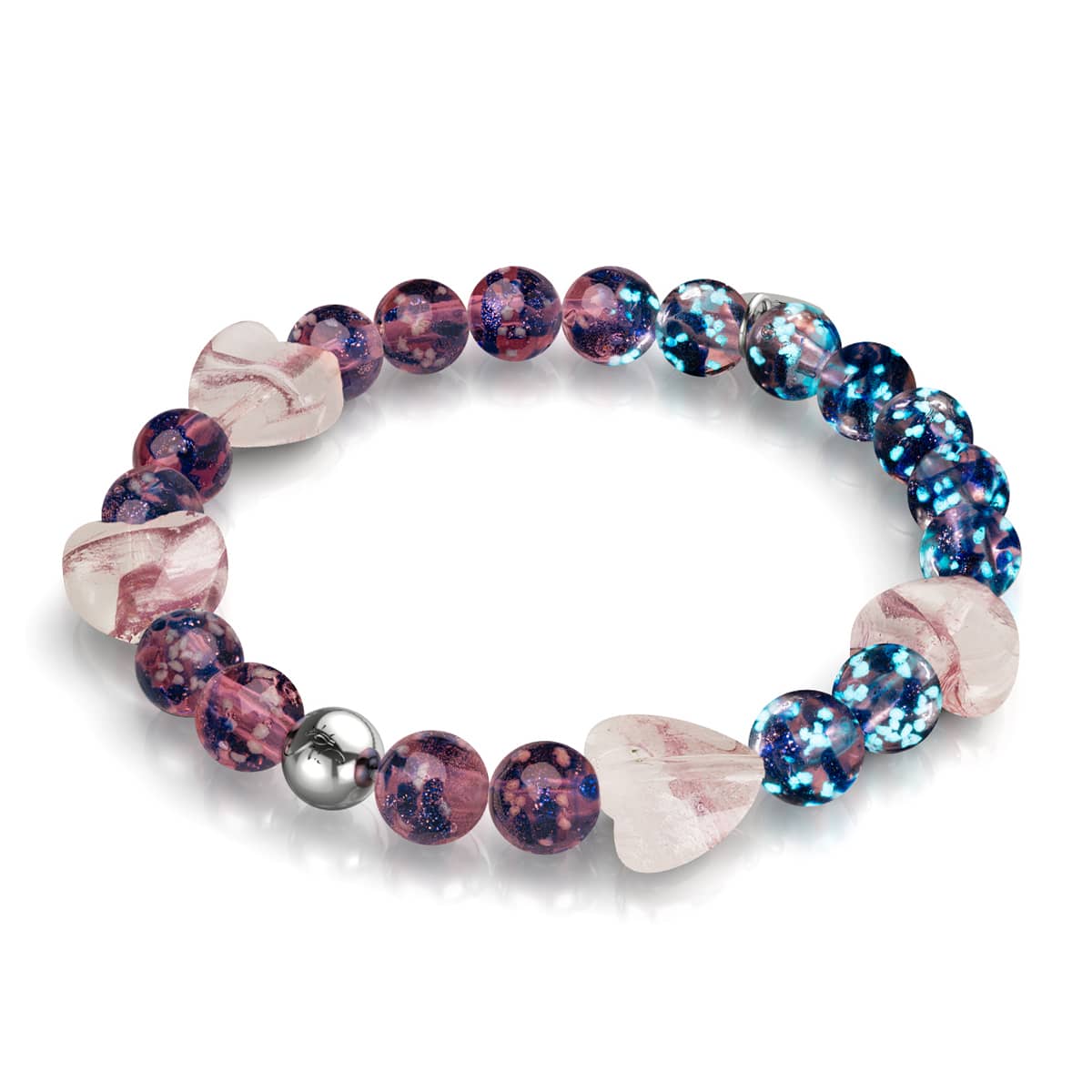 Lila Elixier | Firefly Glass x Murano Glas Herzen Armband