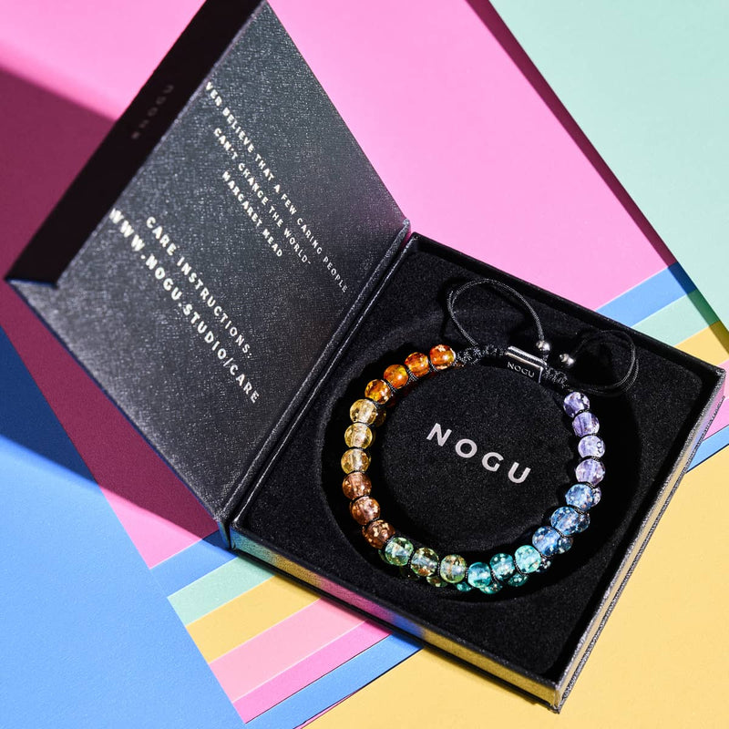 Regenbogen-Chakra | Klares Glühwürmchen-Glasarmband