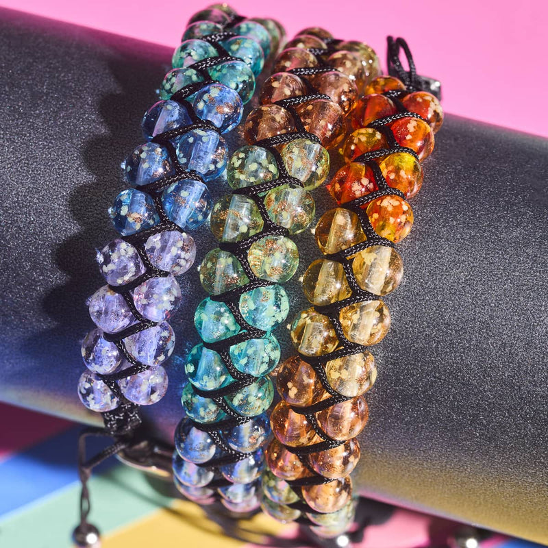 Regenbogen-Chakra | Klares Glühwürmchen-Glasarmband