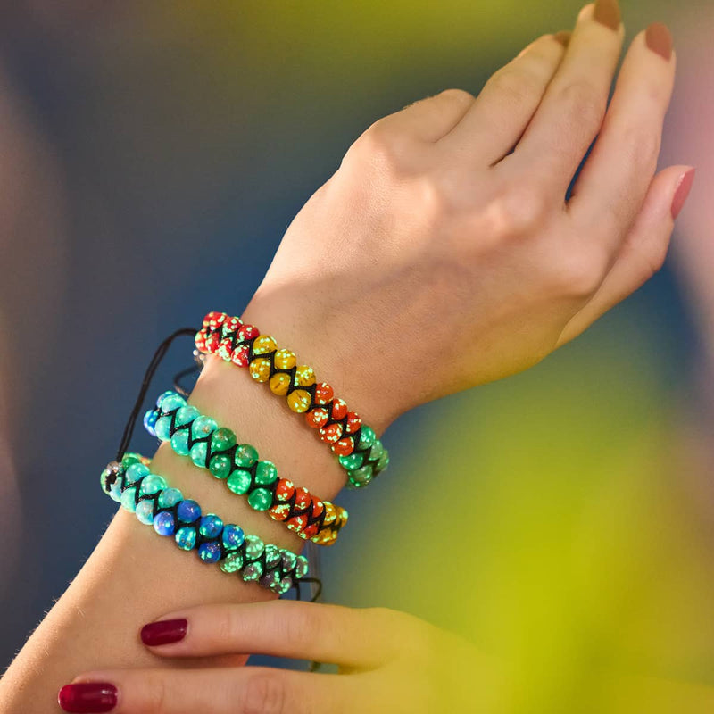 Regenbogen-Chakra | Massives Glühwürmchen-Glasarmband
