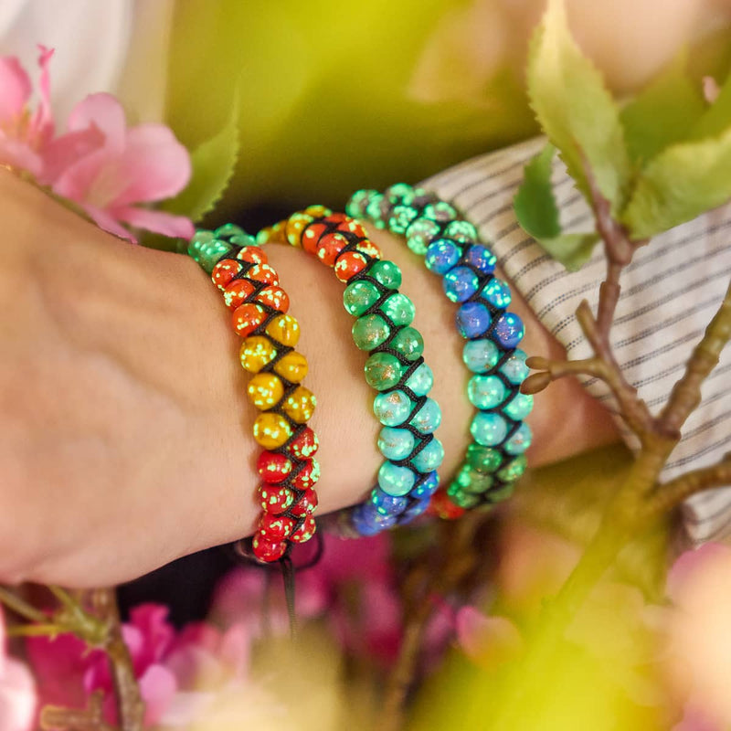 Regenbogen-Chakra | Massives Glühwürmchen-Glasarmband