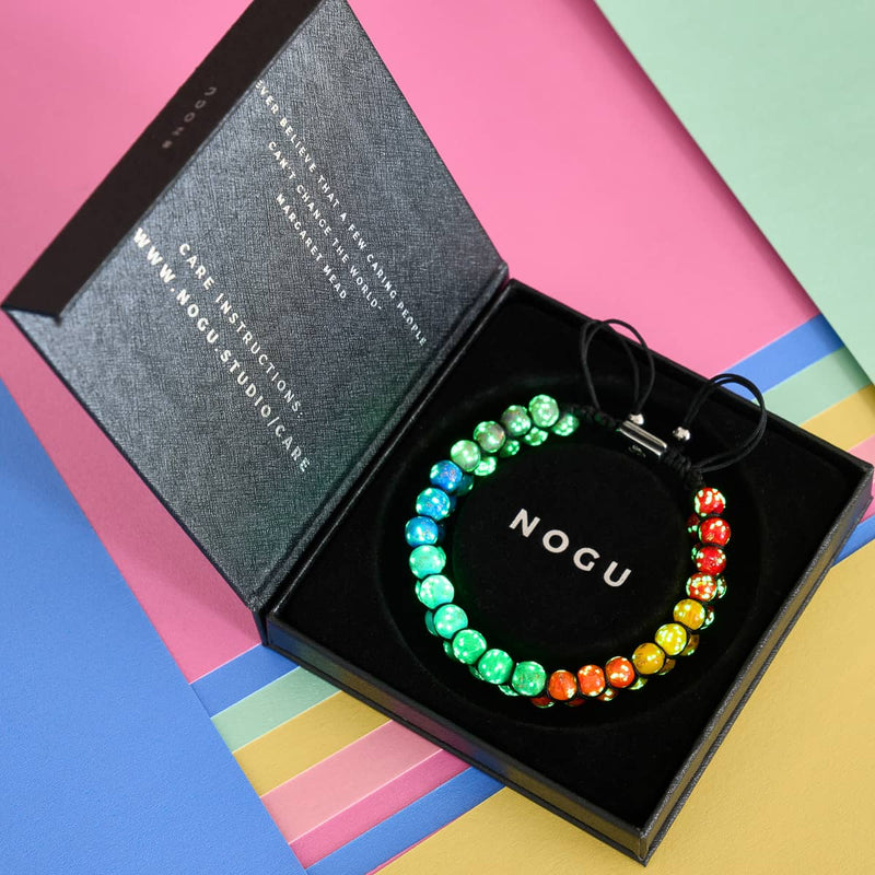 Regenbogen-Chakra | Massives Glühwürmchen-Glasarmband