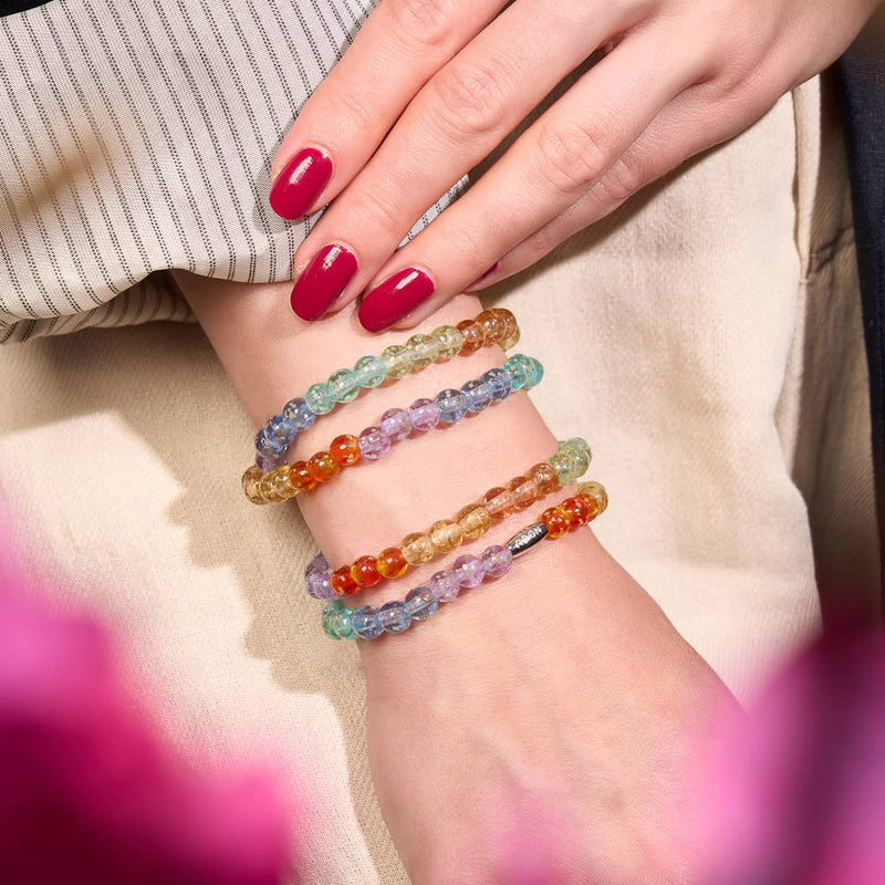 Regenbogen-Wrap | 925er Sterlingsilber | Armband aus klarem Glühwürmchenglas