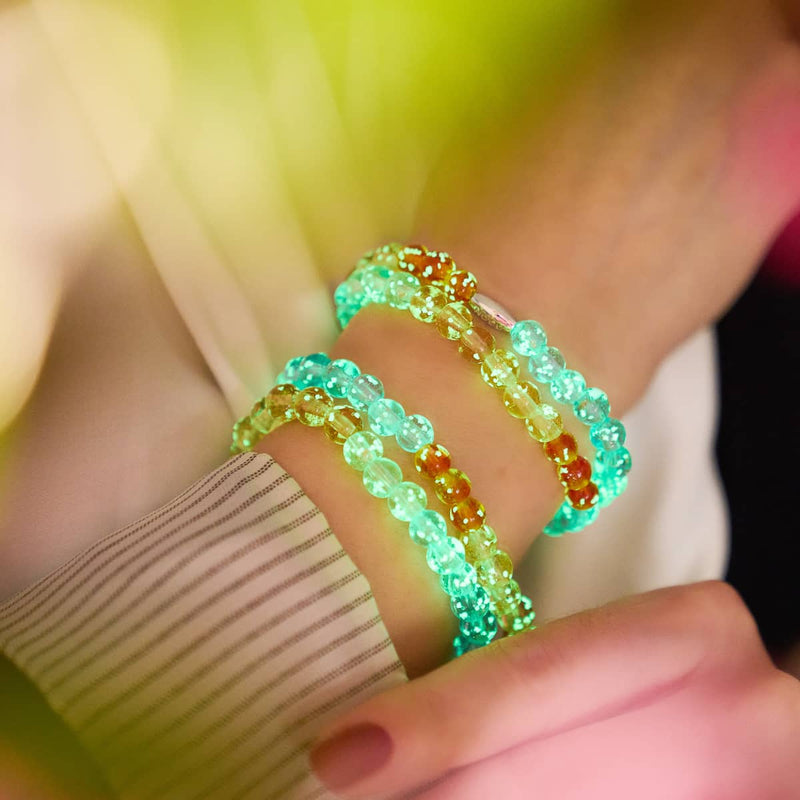 Regenbogen-Wrap | 925er Sterlingsilber | Armband aus klarem Glühwürmchenglas