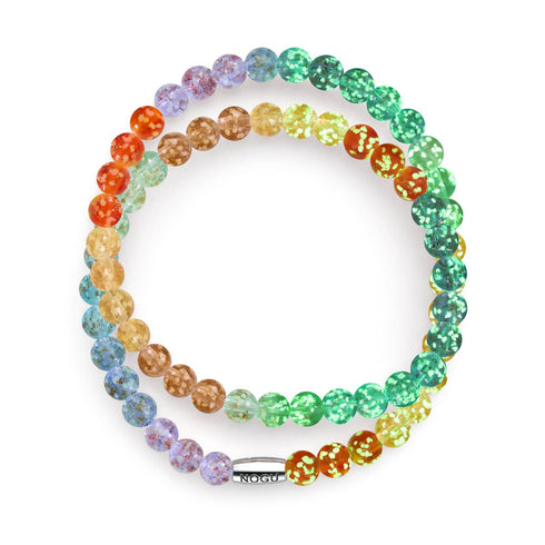 Regenbogen-Wrap | 925er Sterlingsilber | Armband aus klarem Glühwürmchenglas