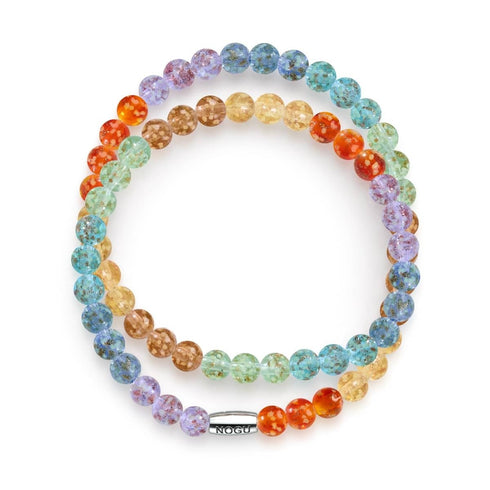 Regenbogen-Wrap | 925er Sterlingsilber | Armband aus klarem Glühwürmchenglas
