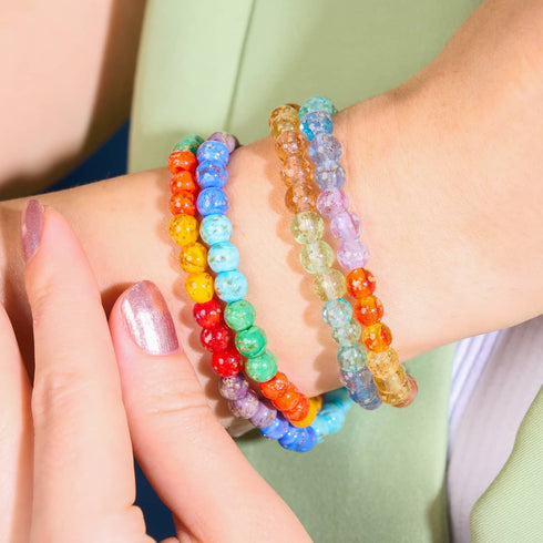 Regenbogen-Wrap | 925er Sterlingsilber | Massives Glühwürmchen-Glasarmband