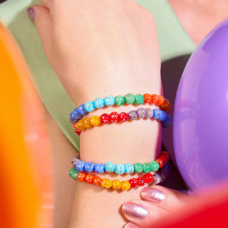 Regenbogen-Wrap | 925er Sterlingsilber | Massives Glühwürmchen-Glasarmband