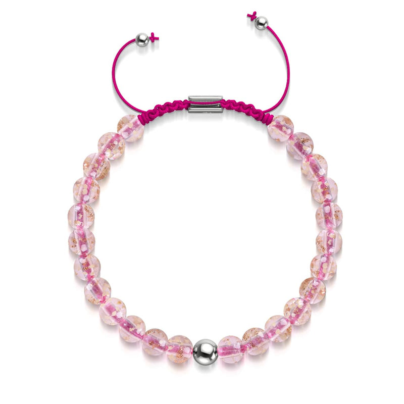 Rosenwasser x Magenta | Mini-Glühwürmchen-Glas-Makramee-Armband