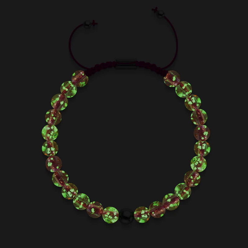 Rosenwasser x Magenta | Mini-Glühwürmchen-Glas-Makramee-Armband