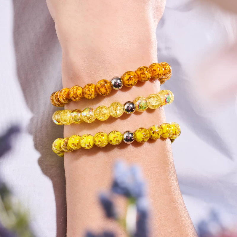 Safran | 925er Sterlingsilber | Glühwürmchen-Glasarmband