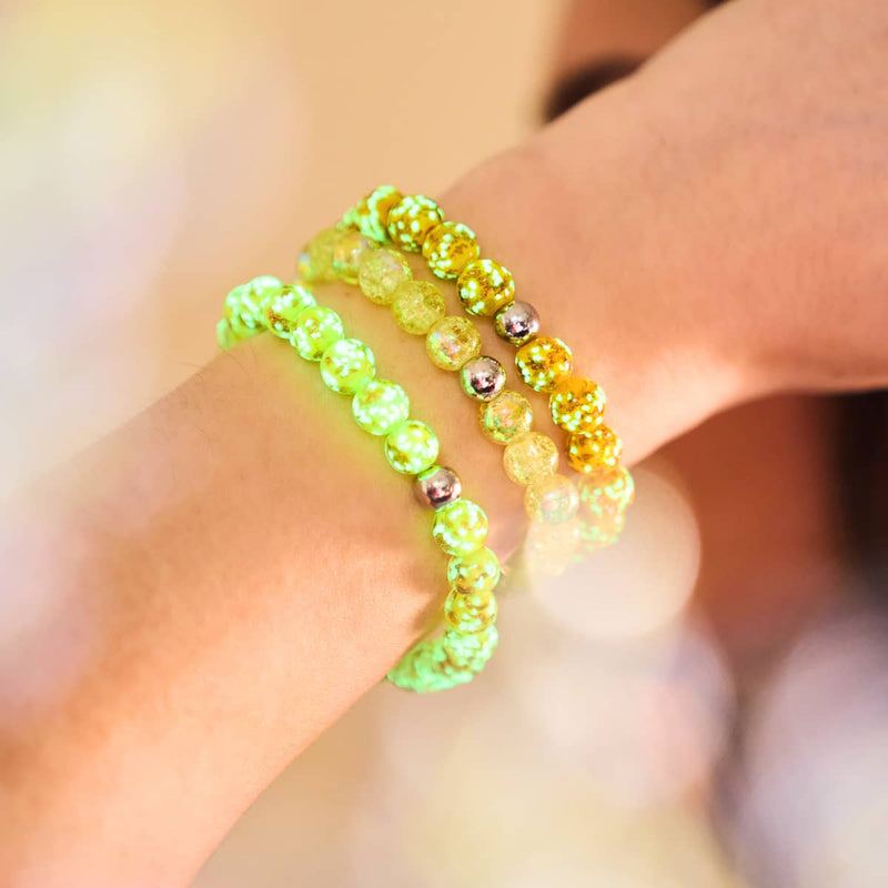 Safran | 925er Sterlingsilber | Glühwürmchen-Glasarmband