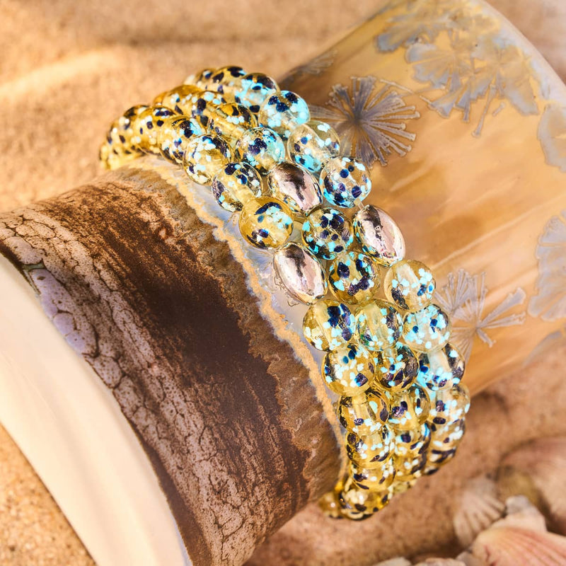 Sandsteinflamme | 925er Sterlingsilber | Glühwürmchen-Glasarmband