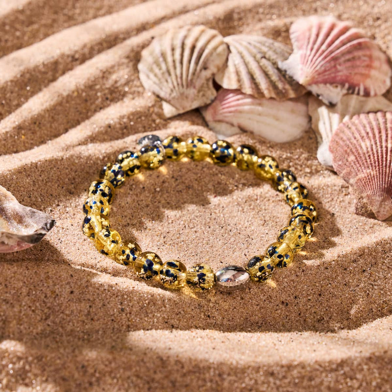 Sandsteinflamme | 925er Sterlingsilber | Glühwürmchen-Glasarmband