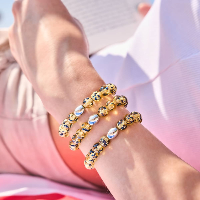 Sandsteinflamme | 925er Sterlingsilber | Glühwürmchen-Glasarmband