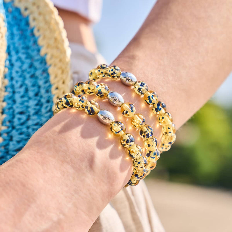 Sandsteinflamme | 925er Sterlingsilber | Glühwürmchen-Glasarmband