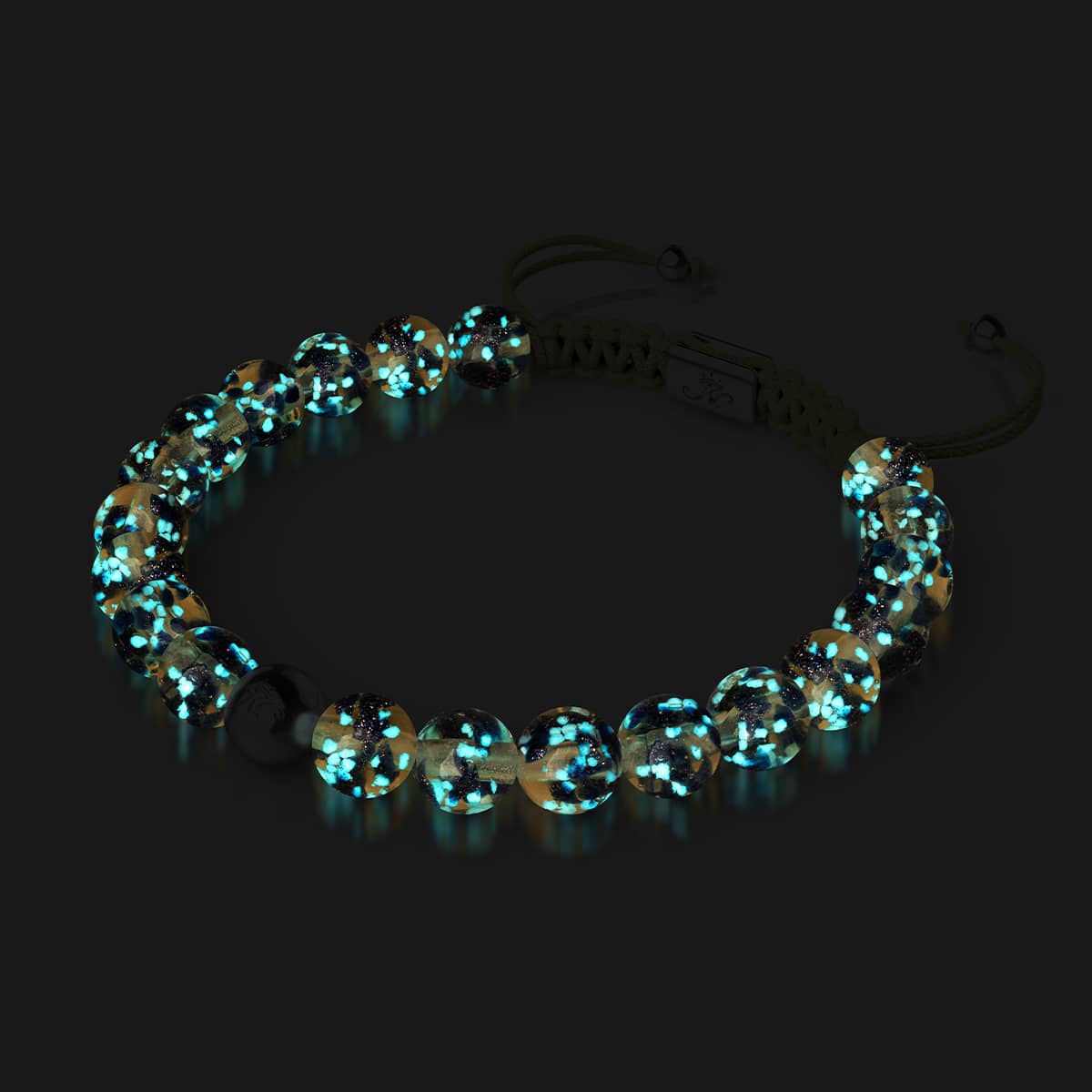 Sandsteinflamme | Silber | Glühwürmchen-Glas-Makramee-Armband