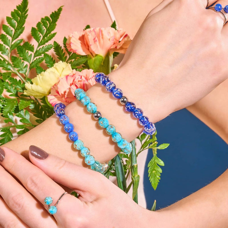 Saphir | 925er Sterlingsilber | Glühwürmchen-Glasarmband