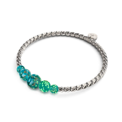 Blaugrün | Silber | Firefly Glas Kaskadenarmband