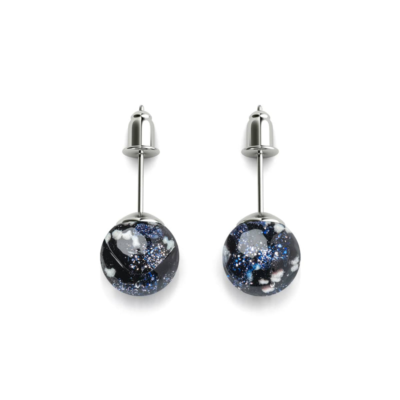 Pechschwarz | 925 Sterling Silber | Glühwürmchen-Glas-Ohrstecker