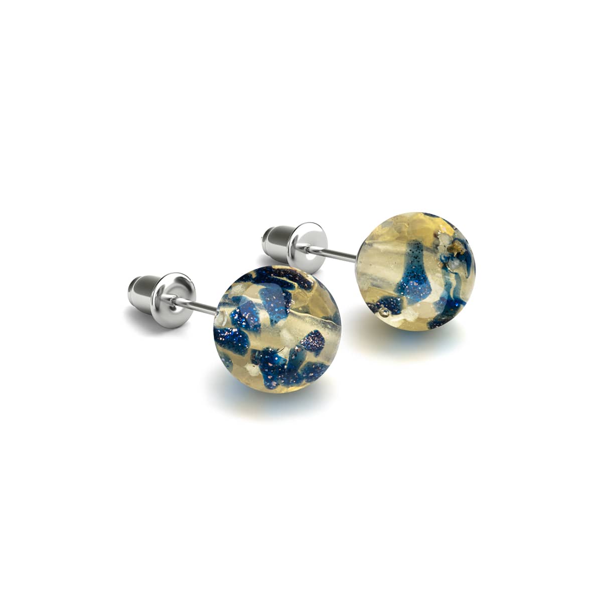 Sandsteinflamme | 925er Sterlingsilber | Glühwürmchen-Ohrstecker aus Glas