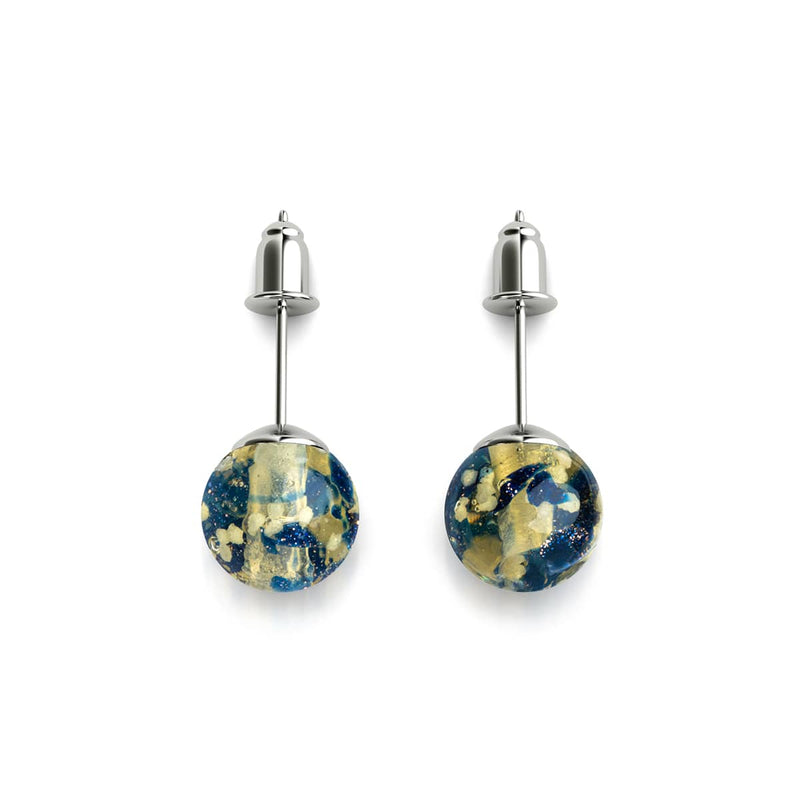 Sandsteinflamme | 925er Sterlingsilber | Glühwürmchen-Ohrstecker aus Glas