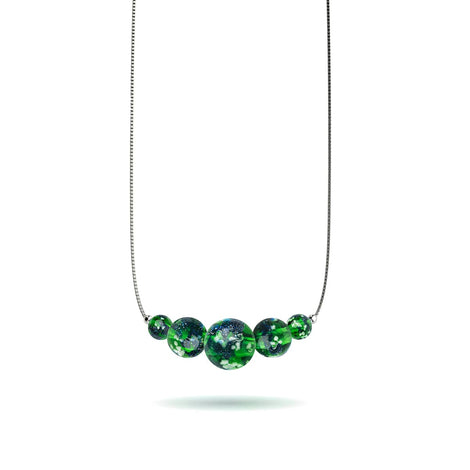 Blaues Kleeblatt | 925 Sterling Silber | Glühwürmchen-Glas-Halskette mit Unendlichkeitsverschluss