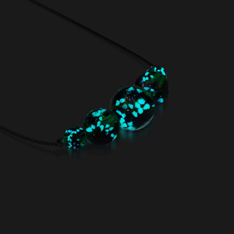 Blaues Kleeblatt | 925 Sterling Silber | Glühwürmchen-Glas-Halskette mit Unendlichkeitsverschluss