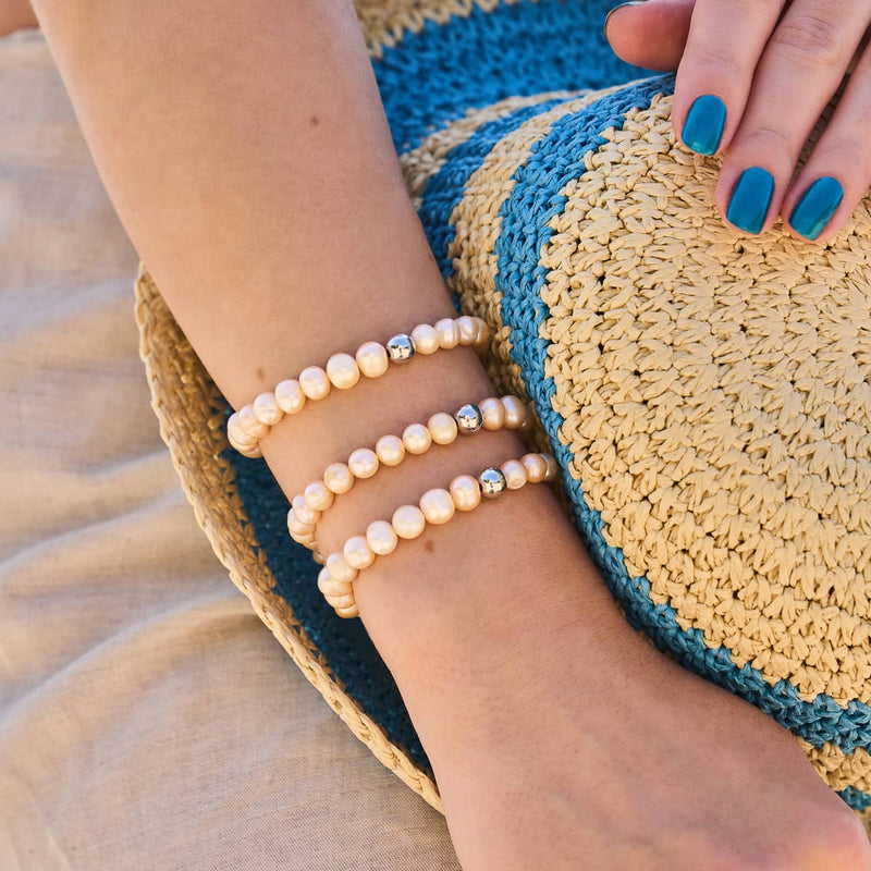 Champagner | 925er Sterlingsilber | Süßwasserperlenarmband