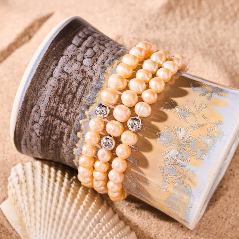 Champagner | 925er Sterlingsilber | Süßwasserperlenarmband