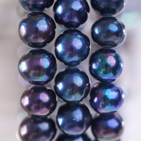 Mitternachtsblau | 925er Sterlingsilber | Süßwasserperlenarmband